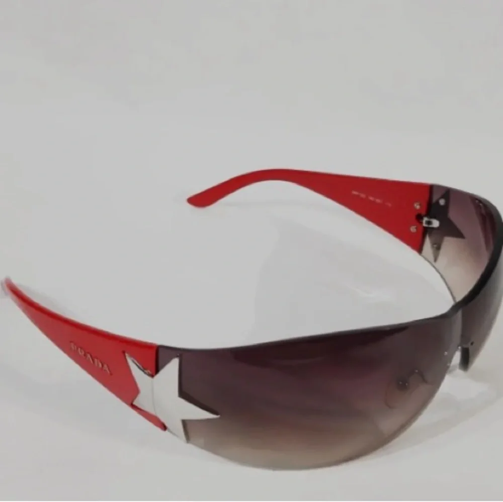 PRADA Rare Y2K Red Star Sunglasses Authentic SPR72G 1BC-651 115 VTG Boutique - Picture 6 of 16